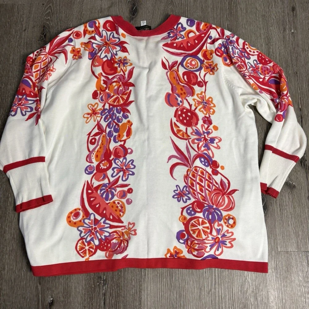 Bob Mackie Wearable Art‎ Button Up Cardigan 2X Summer Harvest Floral